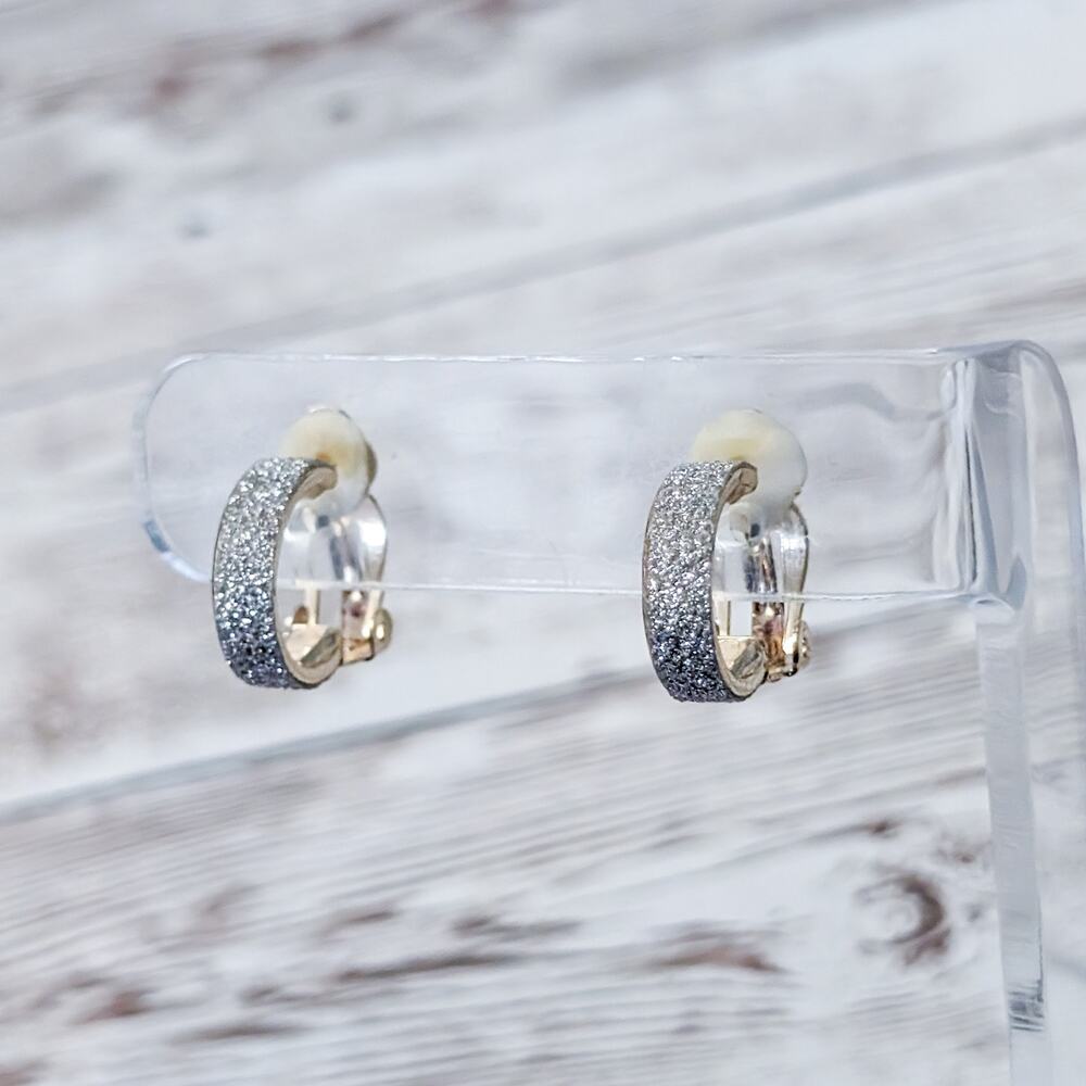Vintage Clip On Earrings 5/8" Sparkly Hoops